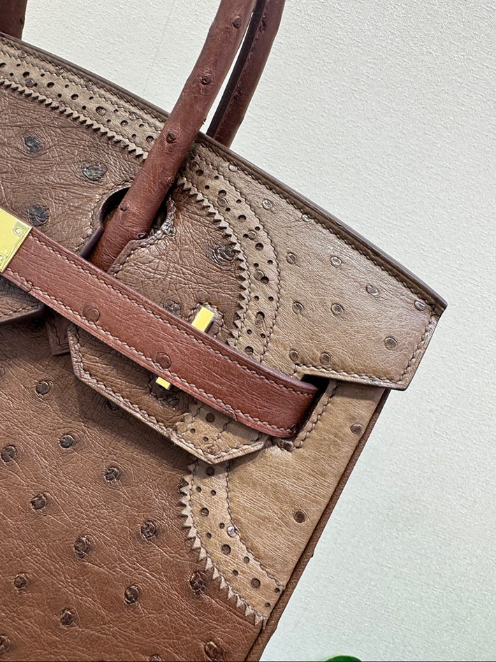HERMES バーキンギリーズ 30 マロンフォンセ/エトリュクス/ムース オーストリッチ シャンパンゴールド金具 2632654 バーキンギリーズ - 画像 (7)