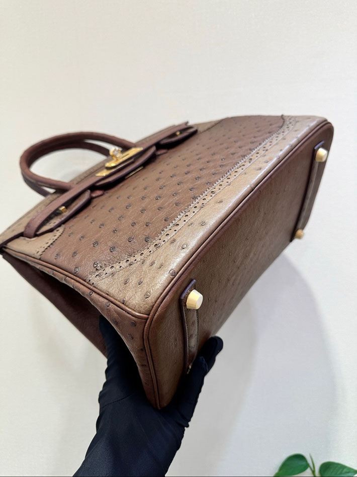 HERMES バーキンギリーズ 30 マロンフォンセ/エトリュクス/ムース オーストリッチ シャンパンゴールド金具 2632654 バーキンギリーズ - 画像 (6)