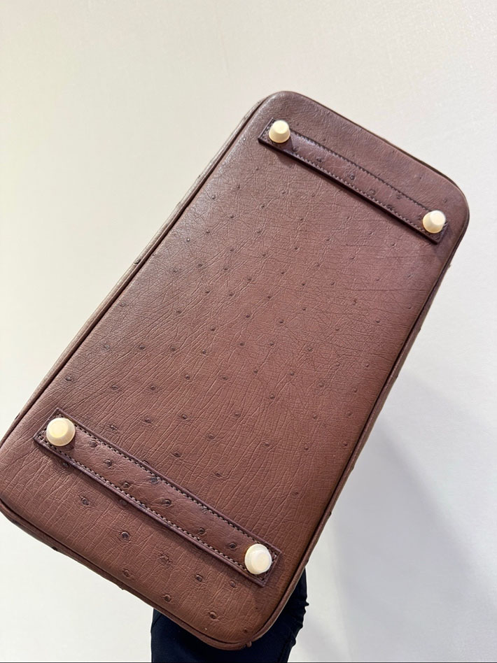HERMES バーキンギリーズ 30 マロンフォンセ/エトリュクス/ムース オーストリッチ シャンパンゴールド金具 2632654 バーキンギリーズ - 画像 (5)