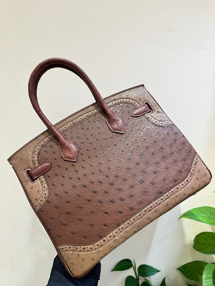 HERMES バーキンギリーズ 30 マロンフォンセ/エトリュクス/ムース オーストリッチ シャンパンゴールド金具 2632654 バーキンギリーズ - 画像 (4)