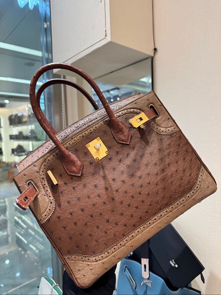 HERMES バーキンギリーズ 30 マロンフォンセ/エトリュクス/ムース オーストリッチ シャンパンゴールド金具 2632654 バーキンギリーズ - 画像 (3)