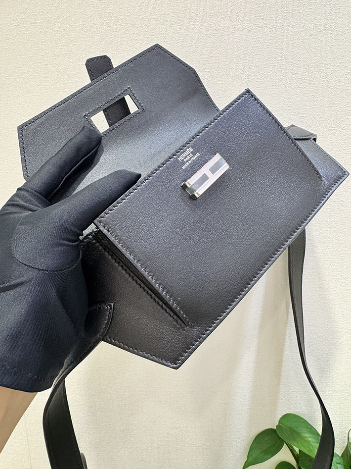 エルメス エラン ポケット 24の通販 HERMES エラン ポケット 24 ブラック スイフト シルバー金具 2632664 エルメス ウエストバッグ - 画像 (4)