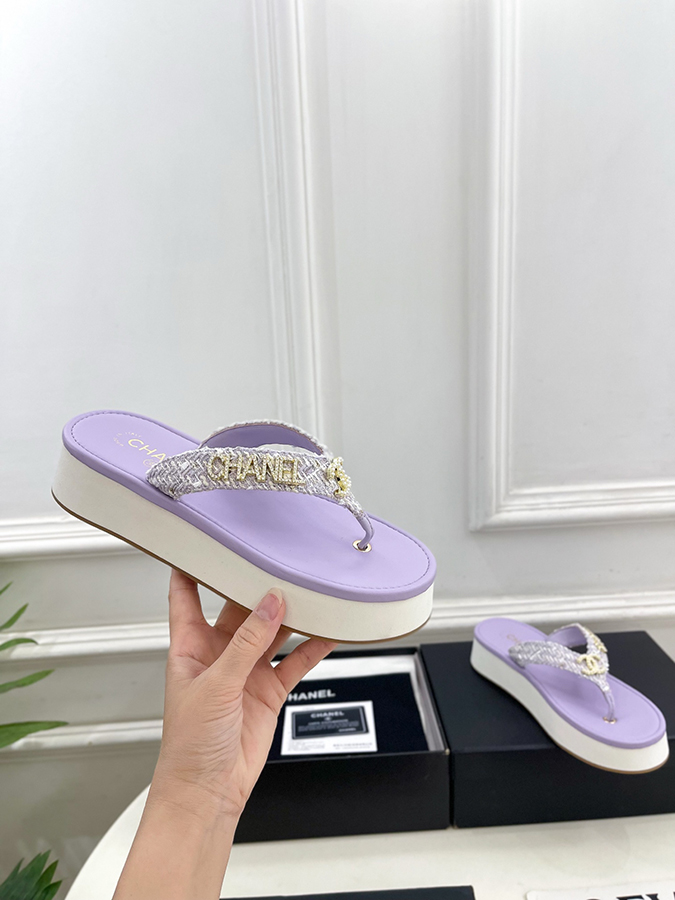 【CHANELシャネルスーパーコピー ラベンダーサンダル】2026SS 春夏新作 シャネルのサンダルツートーン ダイヤモンド ラベンダーサンダル - 画像 (5)