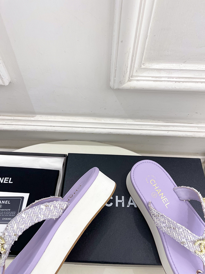 【CHANELシャネルスーパーコピー ラベンダーサンダル】2026SS 春夏新作 シャネルのサンダルツートーン ダイヤモンド ラベンダーサンダル - 画像 (8)