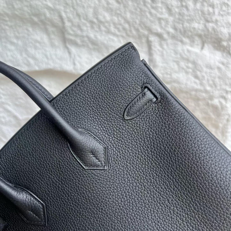 エルメス バーキン 並行輸入 HERMES バーキン25 黒 ブラック フィヨルド ゴールド金具 2634006 エルメスバーキン25コピー - 画像 (7)