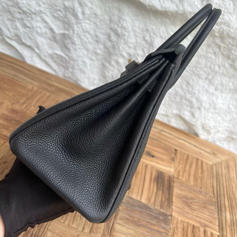 エルメス バーキン 並行輸入 HERMES バーキン25 黒 ブラック フィヨルド ゴールド金具 2634006 エルメスバーキン25コピー - 画像 (6)