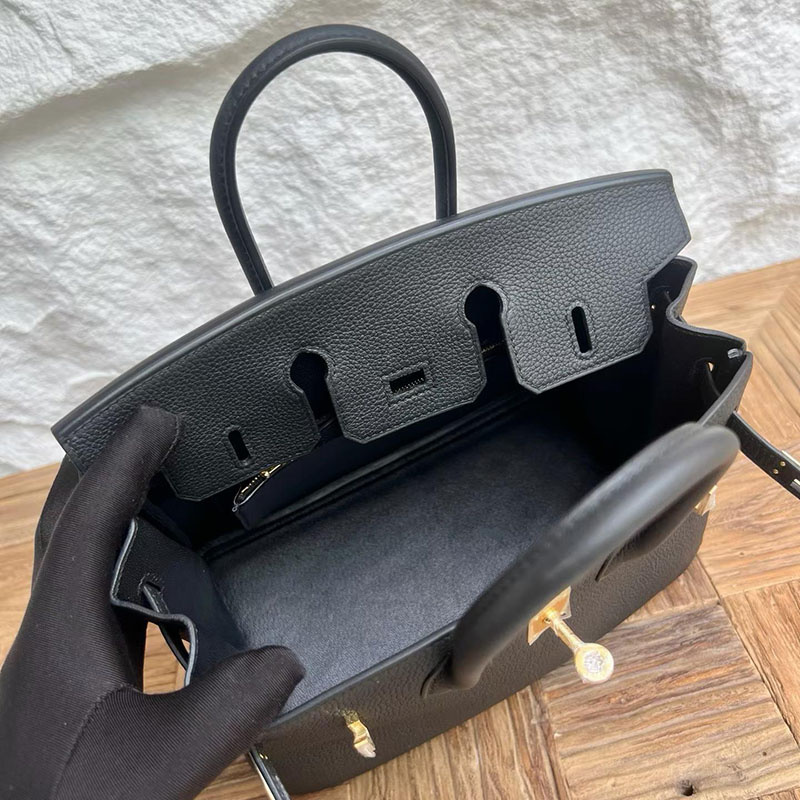 エルメス バーキン 並行輸入 HERMES バーキン25 黒 ブラック フィヨルド ゴールド金具 2634006 エルメスバーキン25コピー - 画像 (5)