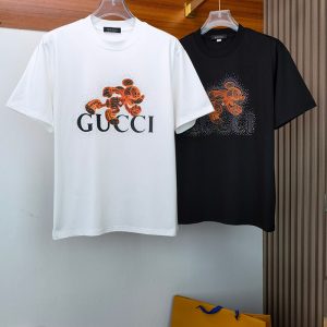 グッチ 服 アウトレット GUCCI グッチ コットン 夏用クルーネック半袖Tシャツ clothes20260018 白のプリントTシャツ