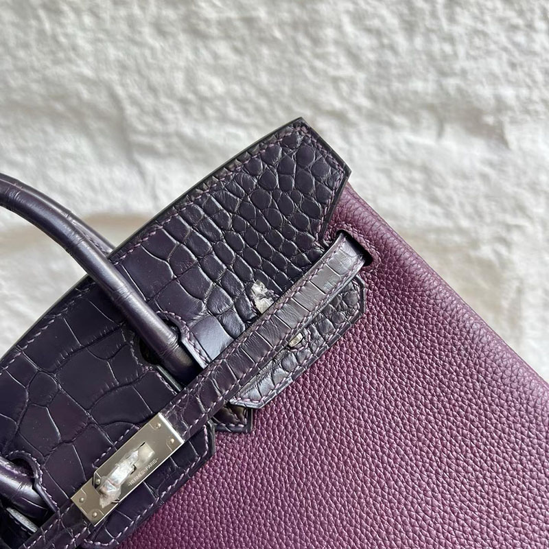 エルメスコピー通販 HERMES バーキン25 タッチ カシス トゴ/クロコダイル シルバー金具 H082823CK59 バーキン クロコ 定価 - 画像 (9)