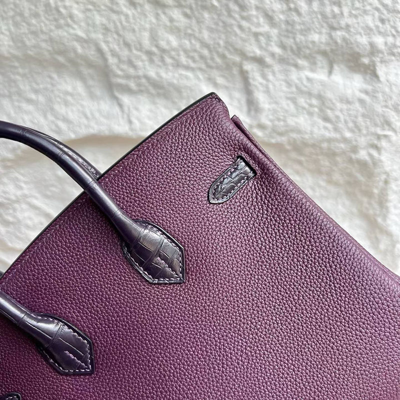 エルメスコピー通販 HERMES バーキン25 タッチ カシス トゴ/クロコダイル シルバー金具 H082823CK59 バーキン クロコ 定価 - 画像 (7)