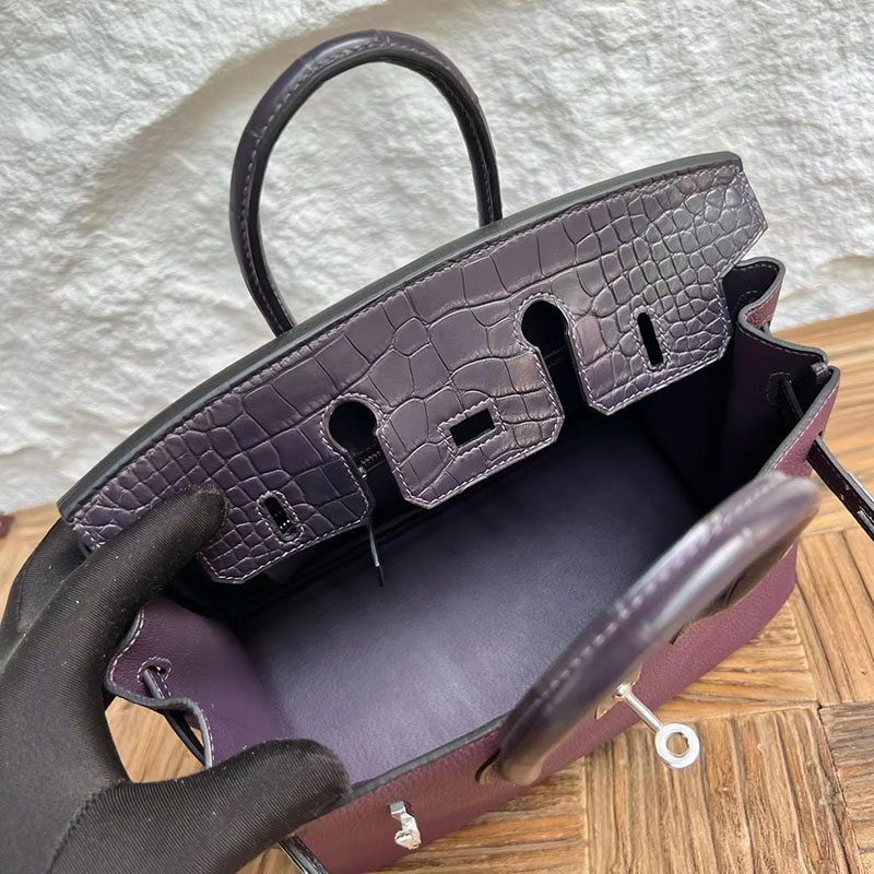 エルメスコピー通販 HERMES バーキン25 タッチ カシス トゴ/クロコダイル シルバー金具 H082823CK59 バーキン クロコ 定価 - 画像 (5)