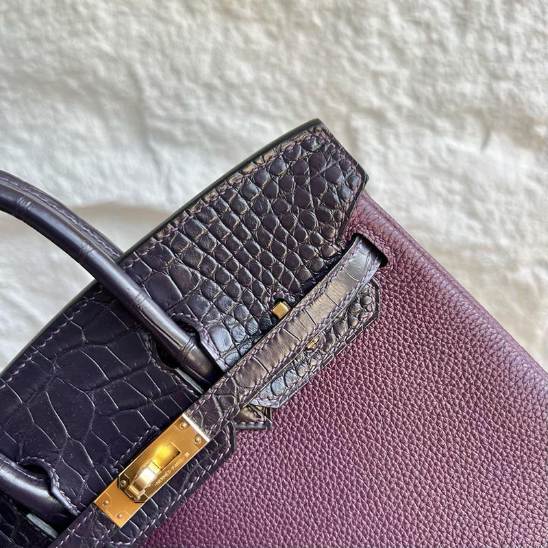 エルメスコピー通販 HERMES バーキン25 タッチ カシス トゴ/クロコダイル ゴールド金具 H082823CC59 バーキン持ってる 女 - 画像 (9)