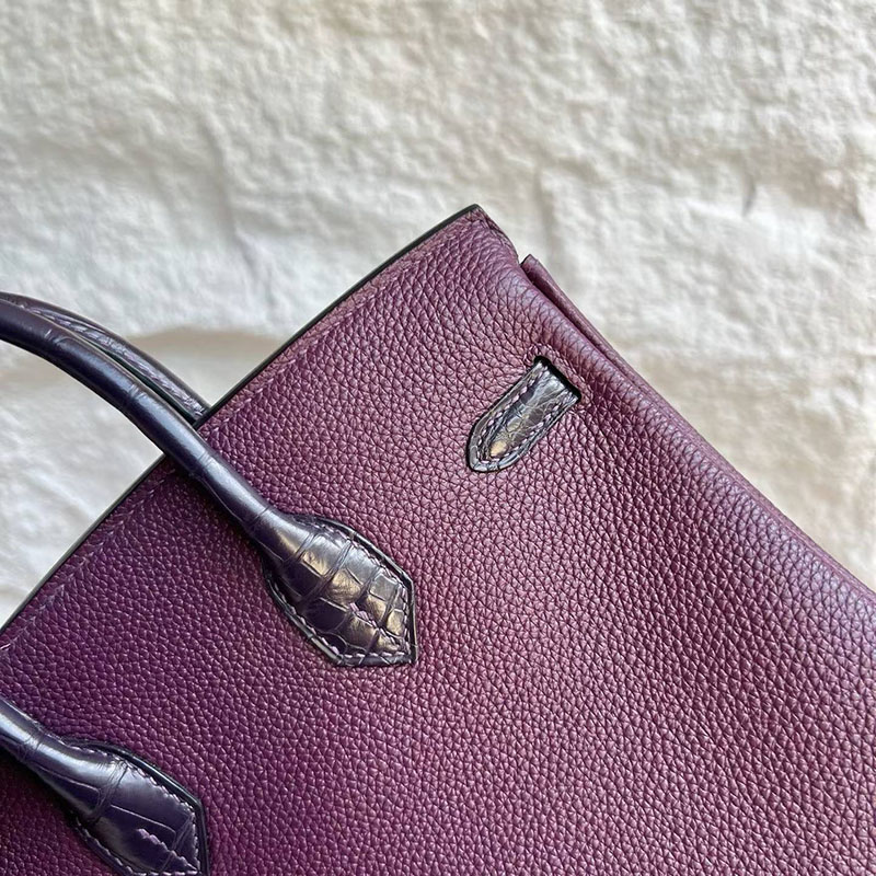 エルメスコピー通販 HERMES バーキン25 タッチ カシス トゴ/クロコダイル ゴールド金具 H082823CC59 バーキン持ってる 女 - 画像 (7)