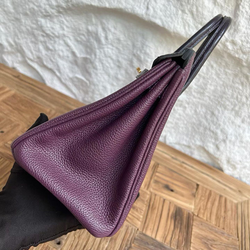 エルメスコピー通販 HERMES バーキン25 タッチ カシス トゴ/クロコダイル ゴールド金具 H082823CC59 バーキン持ってる 女 - 画像 (6)