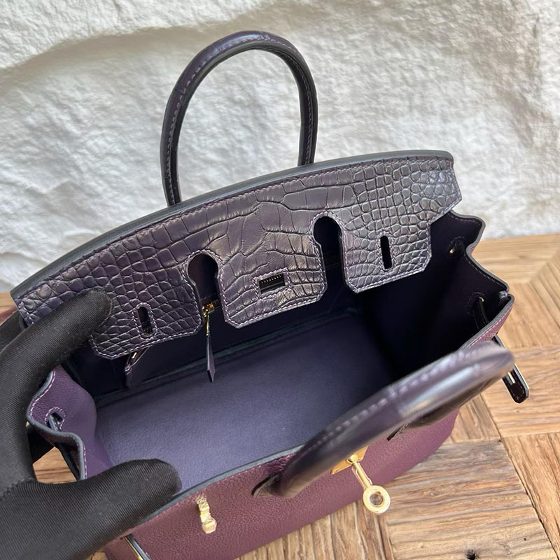 エルメスコピー通販 HERMES バーキン25 タッチ カシス トゴ/クロコダイル ゴールド金具 H082823CC59 バーキン持ってる 女 - 画像 (5)