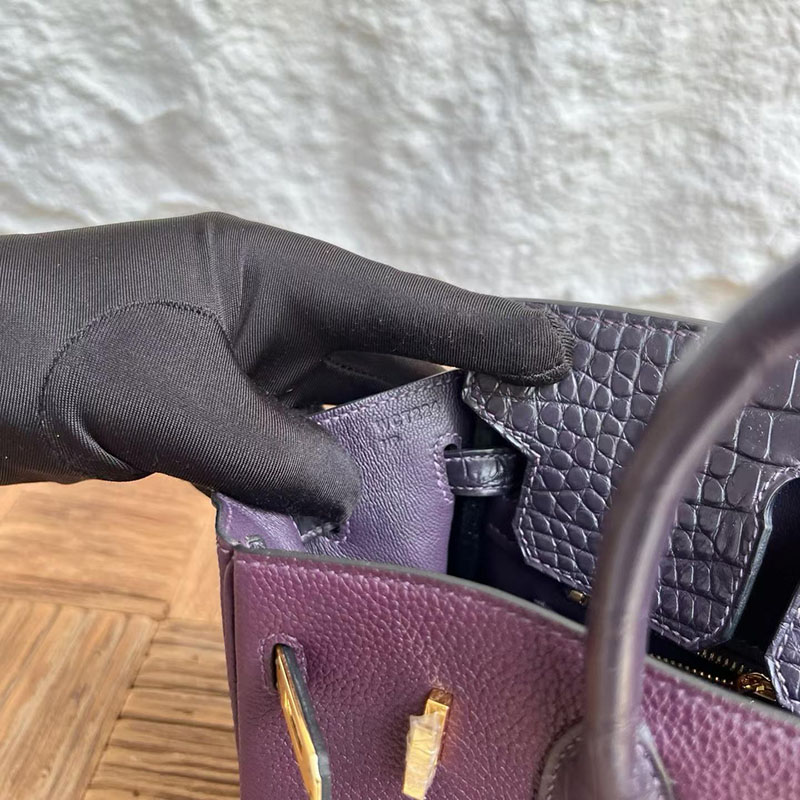エルメスコピー通販 HERMES バーキン25 タッチ カシス トゴ/クロコダイル ゴールド金具 H082823CC59 バーキン持ってる 女 - 画像 (3)