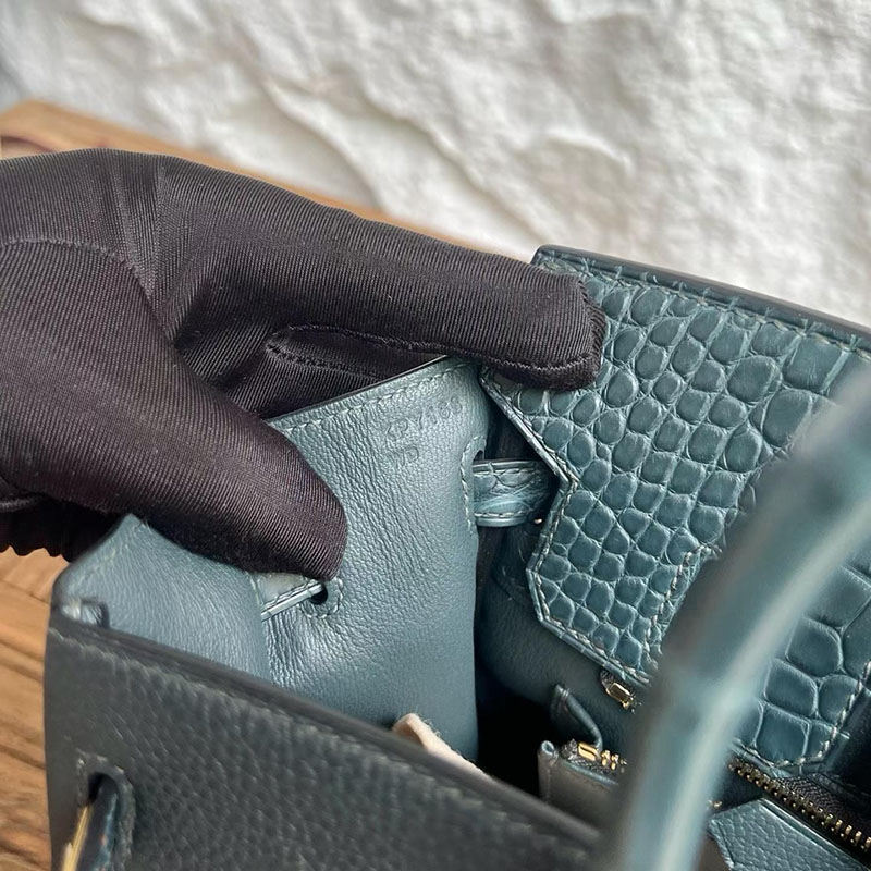 エルメスコピー通販 HERMES バーキン25 タッチ ヴェールシプレ トゴ/クロコダイル ゴールド金具 H082823CC6O バーキン バッグ 定価 - 画像 (3)