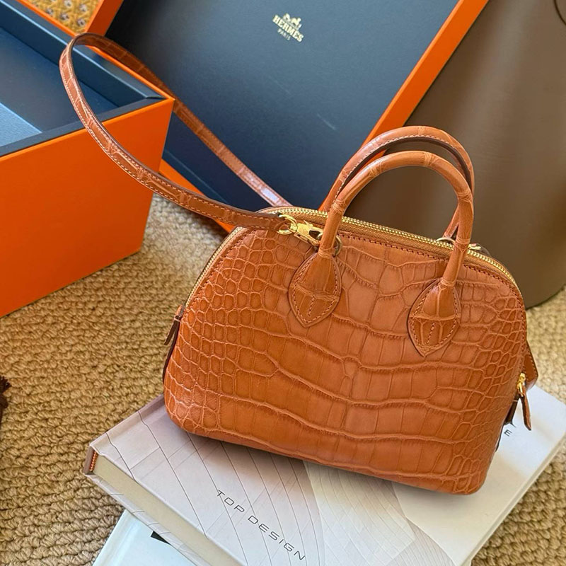 エルメスコピー通販 HERMES ボリード1923 ミニ ゴールド クロコダイル ゴールド金具 2634067 ボリード ミニ クロコ 定価 - 画像 (8)