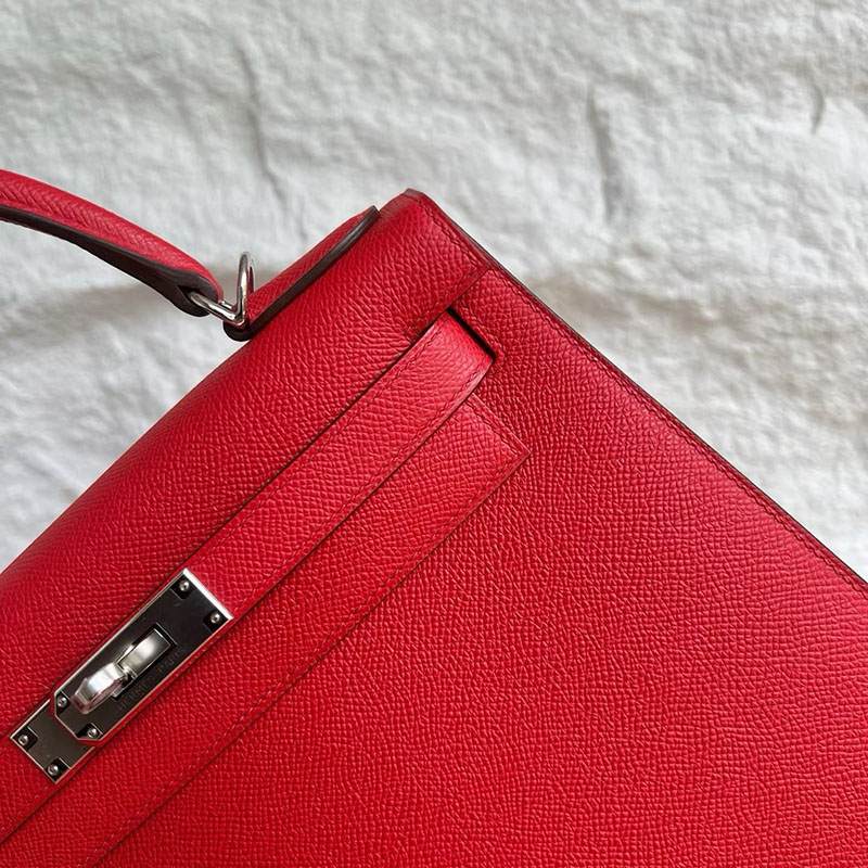 エルメスコピー通販 HERMES ケリー28 外縫い ルージュドクール ヴォーエプソン シルバー金具 H030186CKS3 エルメス ケリー28 外縫い - 画像 (9)