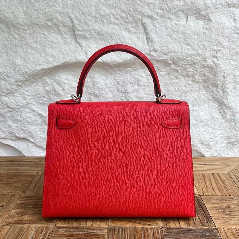 エルメスコピー通販 HERMES ケリー28 外縫い ルージュドクール ヴォーエプソン シルバー金具 H030186CKS3 エルメス ケリー28 外縫い - 画像 (8)