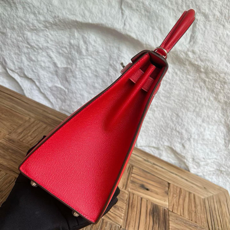 エルメスコピー通販 HERMES ケリー28 外縫い ルージュドクール ヴォーエプソン シルバー金具 H030186CKS3 エルメス ケリー28 外縫い - 画像 (6)
