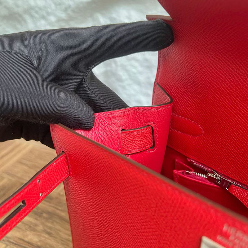 エルメスコピー通販 HERMES ケリー28 外縫い ルージュドクール ヴォーエプソン シルバー金具 H030186CKS3 エルメス ケリー28 外縫い - 画像 (4)