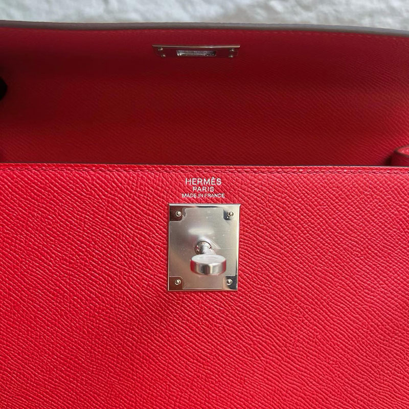 エルメスコピー通販 HERMES ケリー28 外縫い ルージュドクール ヴォーエプソン シルバー金具 H030186CKS3 エルメス ケリー28 外縫い - 画像 (3)