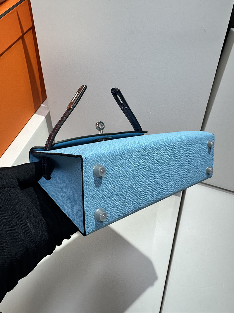 エルメスコピー通販 HERMES ケリーミニ2 外縫い セレステ/ブルーロイヤル ヴォーエプソン クロコダイル シルバー金具 2634129 ケリーミニ 2 定価 - 画像 (6)