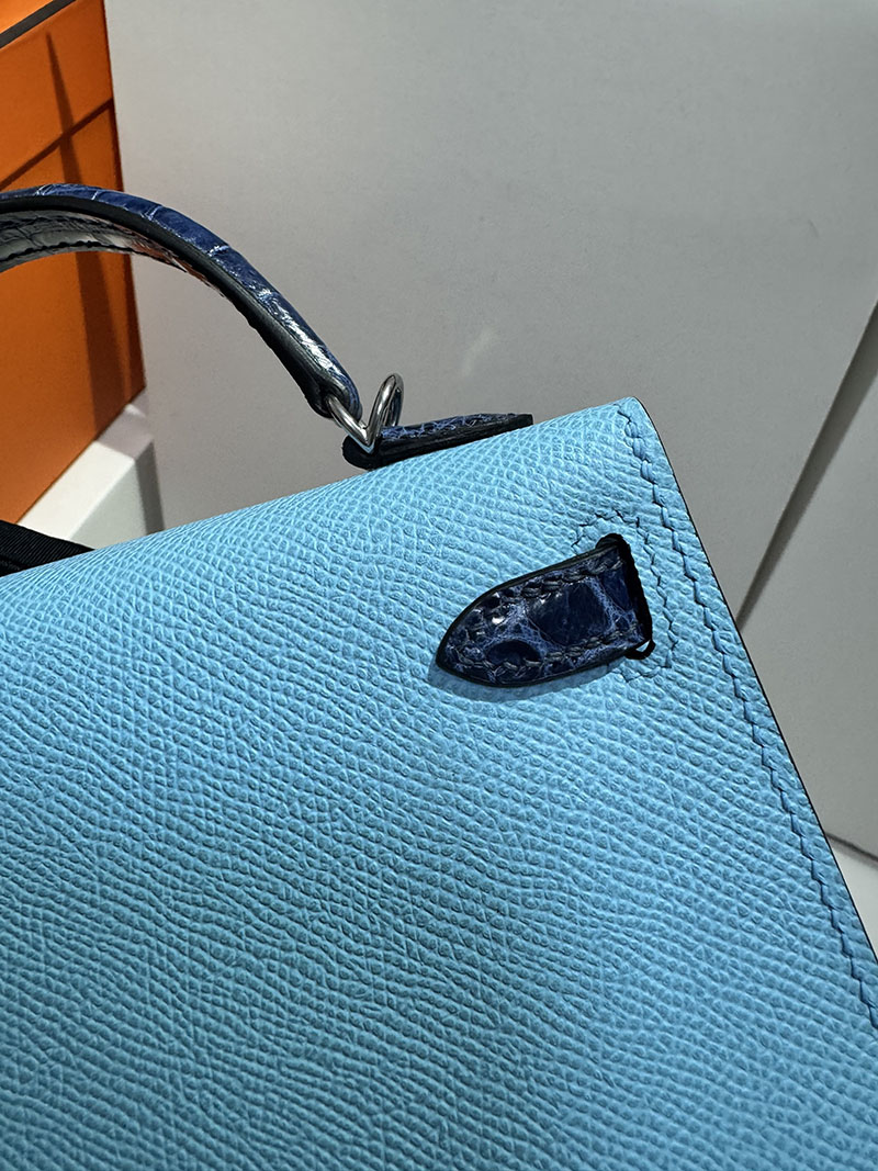 エルメスコピー通販 HERMES ケリーミニ2 外縫い セレステ/ブルーロイヤル ヴォーエプソン クロコダイル シルバー金具 2634129 ケリーミニ 2 定価 - 画像 (4)