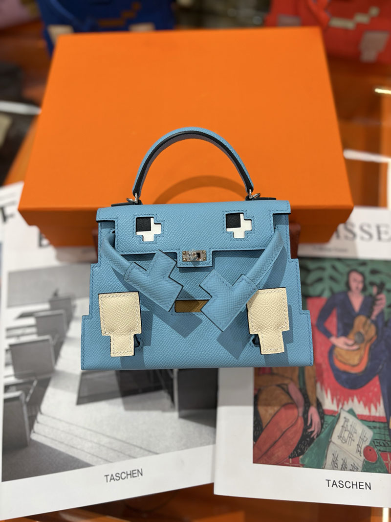エルメスコピー通販 HERMES ケリードール ピクト ミニハンドバッグ セレステ ライトブルー シルバー金具 2634135 エルメス ケリードールピクト - 画像 (7)