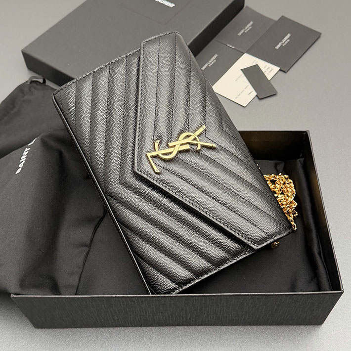 YSL サンローラン バッグ 人気 Saint Laurent カサンドラ クラシック チェーンウォレット ブラック 2634164 サンローラン バッグ アウトレット - 画像 (9)