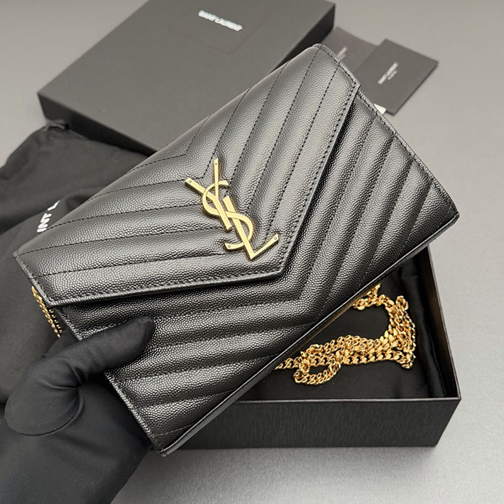 YSL サンローラン バッグ 人気 Saint Laurent カサンドラ クラシック チェーンウォレット ブラック 2634164 サンローラン バッグ アウトレット - 画像 (6)