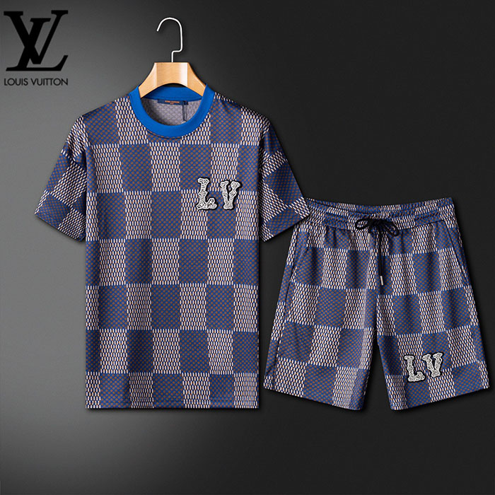 最高級ルイヴィトンスーパーコピー Louis Vuitton ジャカード織りのTシャツとショートパンツのセットclothes202600400 ルイヴィトン Tシャツ アウトレット - 画像 (2)