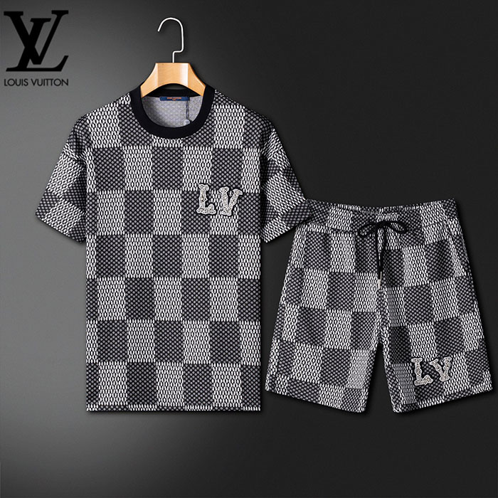 最高級ルイヴィトンスーパーコピー Louis Vuitton ジャカード織りのTシャツとショートパンツのセットclothes202600400 ルイヴィトン Tシャツ アウトレット - 画像 (9)