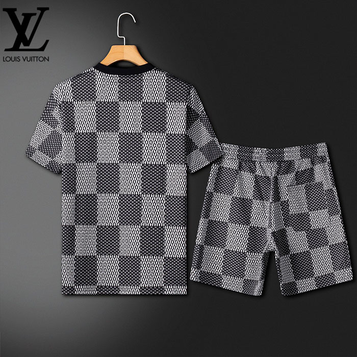 最高級ルイヴィトンスーパーコピー Louis Vuitton ジャカード織りのTシャツとショートパンツのセットclothes202600400 ルイヴィトン Tシャツ アウトレット - 画像 (8)