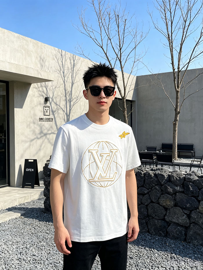 最高級ルイヴィトンスーパーコピー Louis Vuitton コットン 2026年新しいカスタムロゴTシャツ clothes202600407 ルイ・ヴィトン ホワイトコットンTシャツ - 画像 (7)