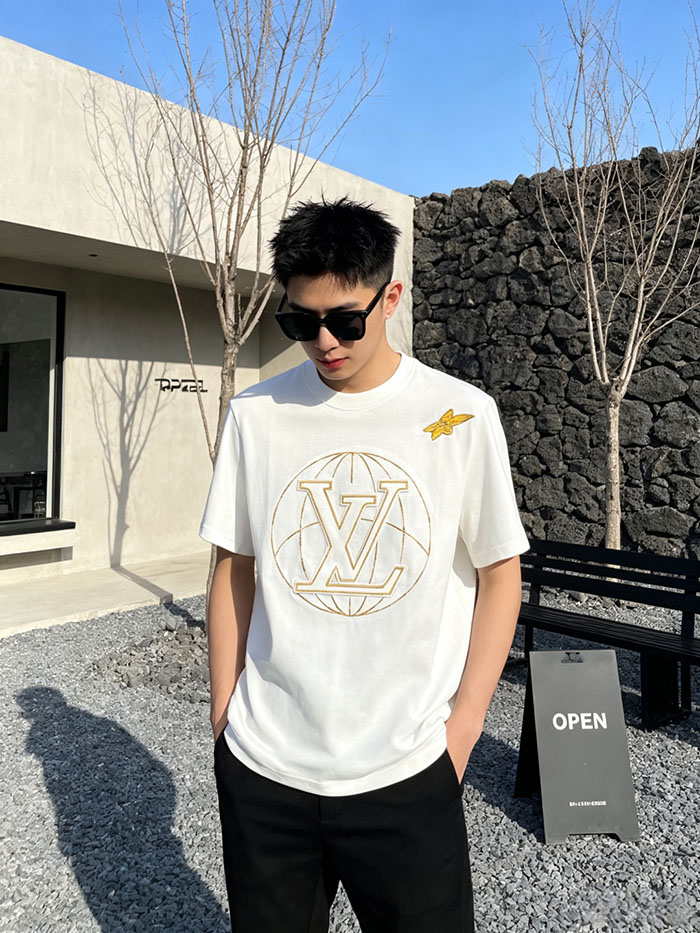 最高級ルイヴィトンスーパーコピー Louis Vuitton コットン 2026年新しいカスタムロゴTシャツ clothes202600407 ルイ・ヴィトン ホワイトコットンTシャツ - 画像 (6)