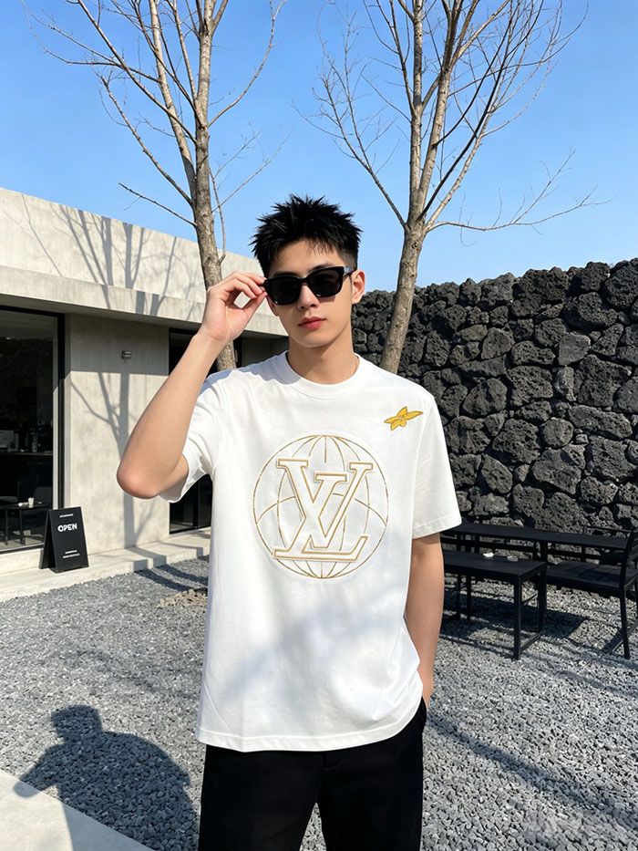 最高級ルイヴィトンスーパーコピー Louis Vuitton コットン 2026年新しいカスタムロゴTシャツ clothes202600407 ルイ・ヴィトン ホワイトコットンTシャツ - 画像 (5)