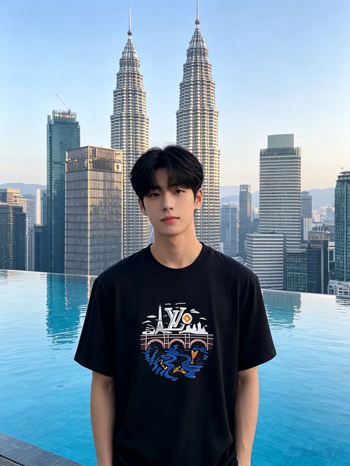 最高級ルイヴィトンスーパーコピー Louis Vuitton コットン 2026年当店最新の半袖クルーネックTシャツclothes202600408 ルイ・ヴィトンのスタイリッシュでクールなTシャツ - 画像 (4)
