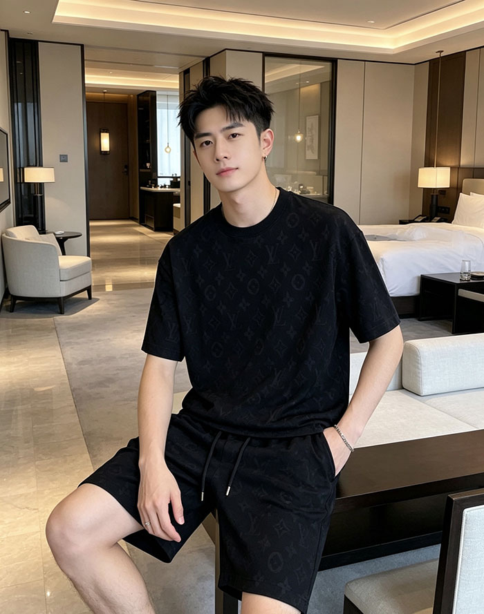 ルイ・ヴィトン ブラック 半袖Tシャツ&ショーツセット