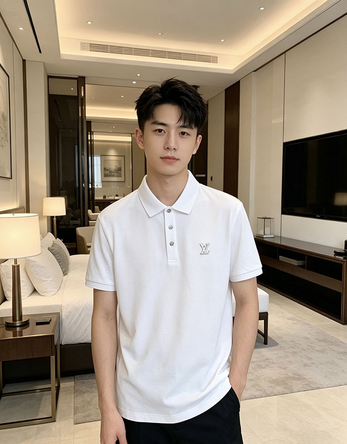 最高級ルイヴィトンスーパーコピー Louis Vuitton コットン 2026年春夏新作クラシックロゴポロシャツclothes202600428 ルイ・ヴィトンポロシャツ 白 - 画像 (2)