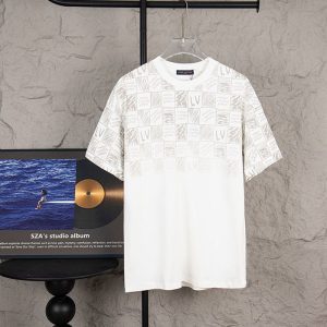 ルイ・ヴィトン ホワイト クルーネック コットンTシャツ