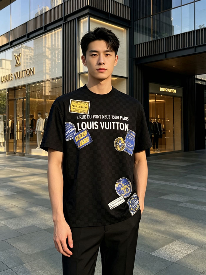 最高級ルイヴィトンスーパーコピー Louis Vuitton コットン 2026年新作 最高品質のブティックTシャツclothes202600439 ルイ・ヴィトン メンズ ホワイト Tシャツ - 画像 (2)