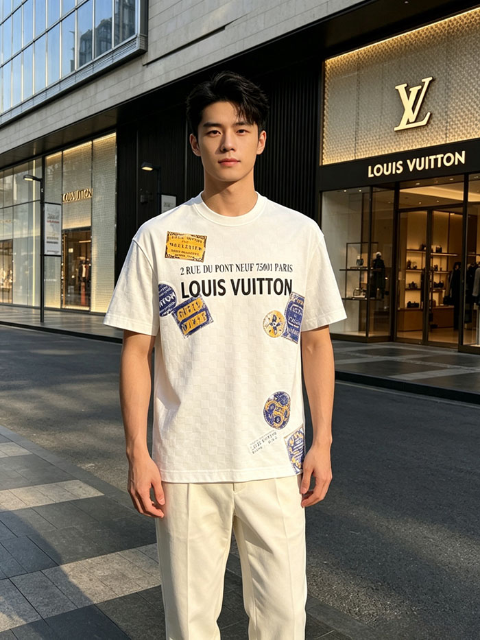 ルイ・ヴィトン メンズ ホワイト Tシャツ