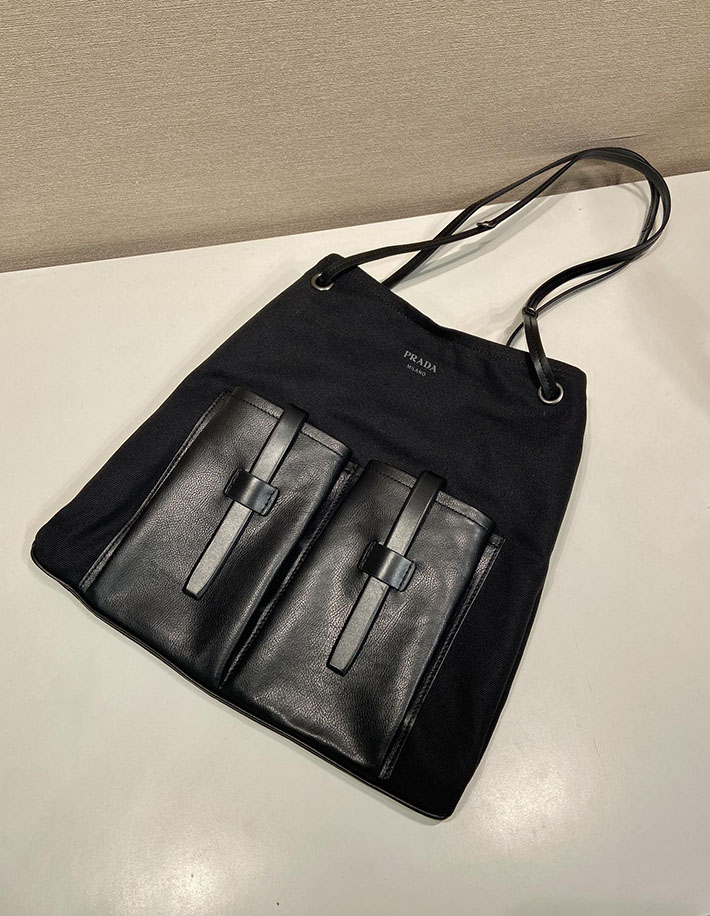 プラダ バッグ レディース 新作 PRADA ルート ラージ レザー バッグ ブラック 1BC293_2G6F_F0002 プラダ バッグ アウトレット - 画像 (9)
