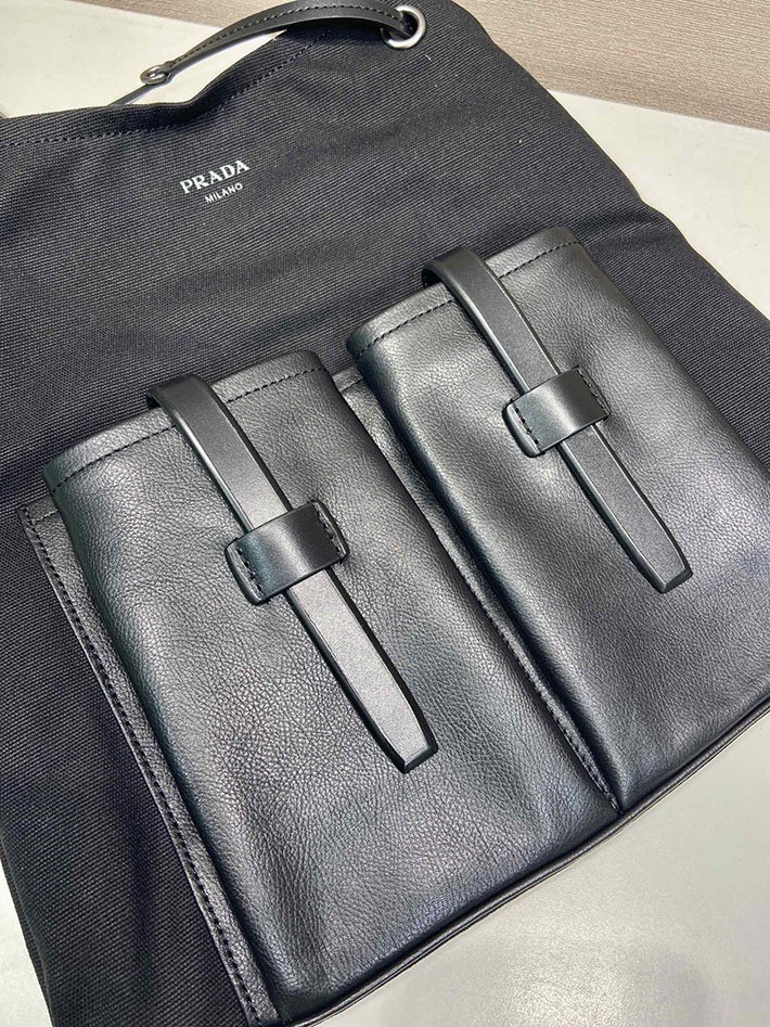 プラダ バッグ レディース 新作 PRADA ルート ラージ レザー バッグ ブラック 1BC293_2G6F_F0002 プラダ バッグ アウトレット - 画像 (5)