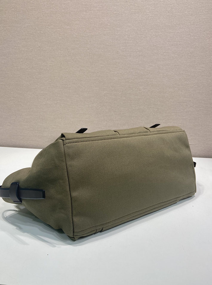 プラダ バッグ レディース 新作 PRADA ルート ラージ キャンバス レザー トートバッグ フォレストグリーン 1BG644_2G6S_F0161 プラダ トートバッグ キャンバス - 画像 (4)