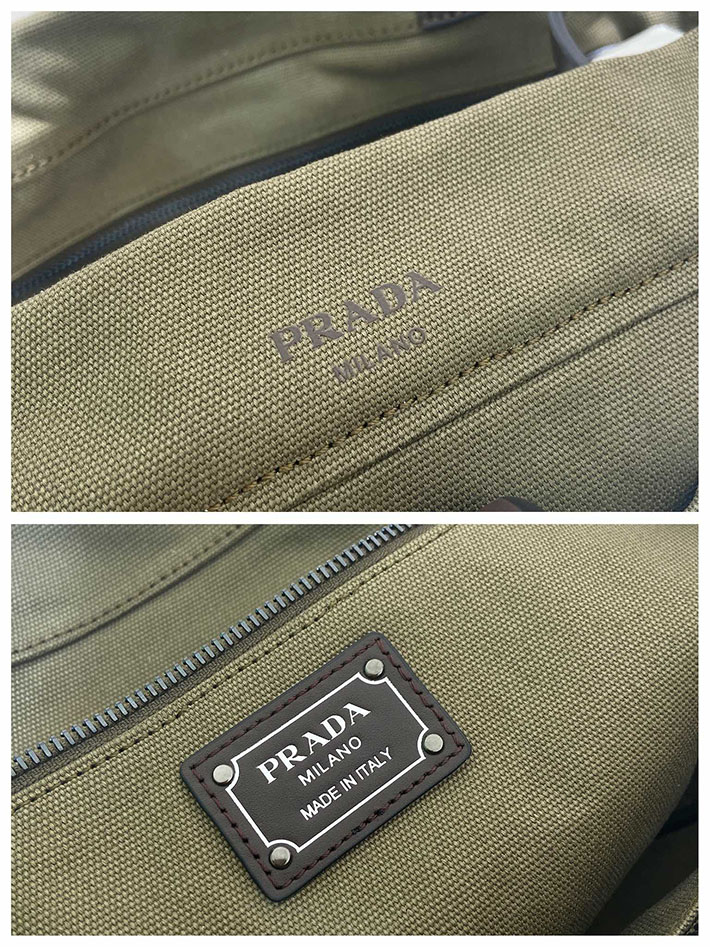 プラダ バッグ レディース 新作 PRADA ルート ラージ キャンバス レザー トートバッグ フォレストグリーン 1BG644_2G6S_F0161 プラダ トートバッグ キャンバス - 画像 (2)