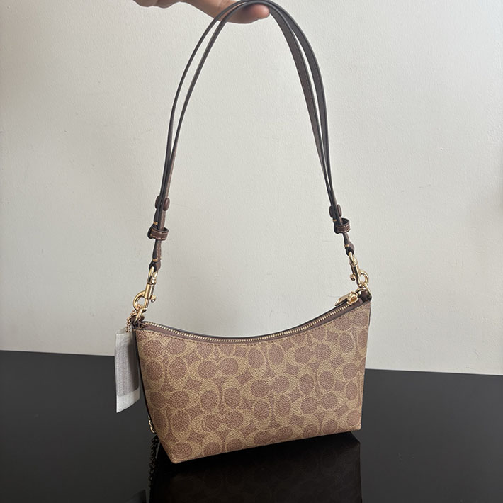 コーチ バッグ アウトレット COACH ケイトリン ショルダー バッグ・シグネチャー キャンバス タン/ブラウン CEK80 IMXHE コーチ ショルダーバッグ 小さめ - 画像 (7)