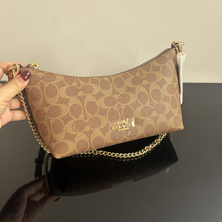 コーチ バッグ アウトレット COACH ケイトリン ショルダー バッグ・シグネチャー キャンバス タン/ブラウン CEK80 IMXHE コーチ ショルダーバッグ 小さめ - 画像 (6)